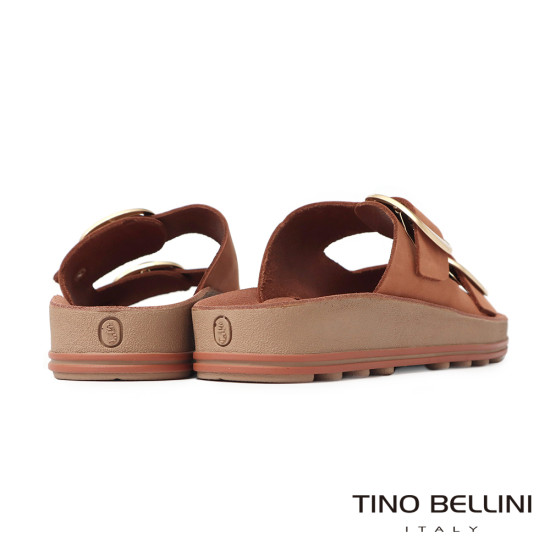 調節雙釦牛皮寬帶涼拖鞋FSQO008-6