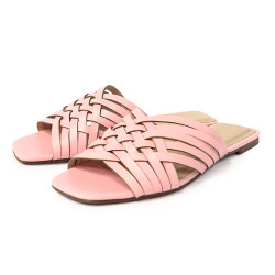 交錯編織牛皮平底涼拖鞋FSQV0001-7