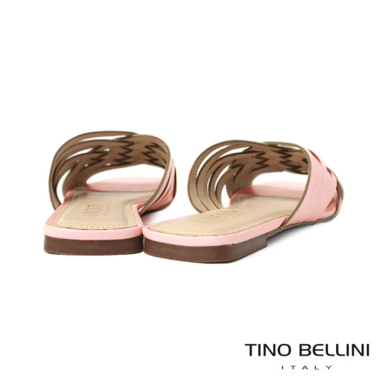 交錯編織牛皮平底涼拖鞋FSQV0001-7