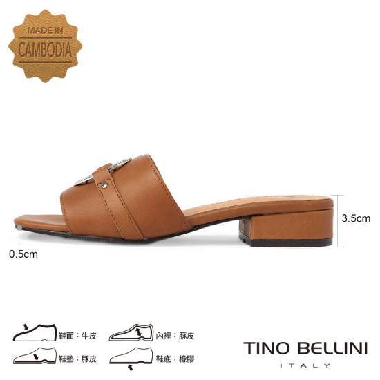 環飾牛皮小低跟涼拖鞋FSRO0001-6