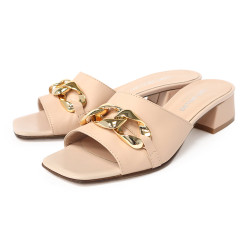 鍊飾方頭低跟涼拖鞋FSRT001-3