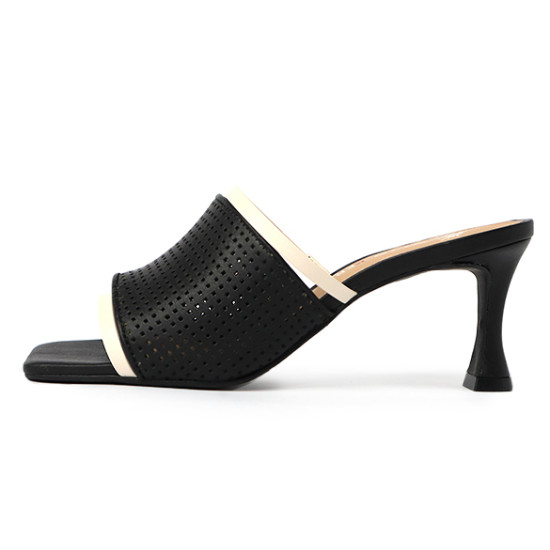 撞色沖孔簍空細跟涼拖鞋FSSO0001-1