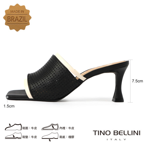 撞色沖孔簍空細跟涼拖鞋FSSO0001-1