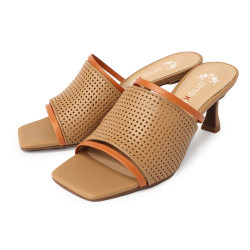 撞色沖孔簍空細跟涼拖鞋FSSO0001-9