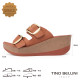 牛皮寬帶楔型厚底涼拖鞋FSVO003-6