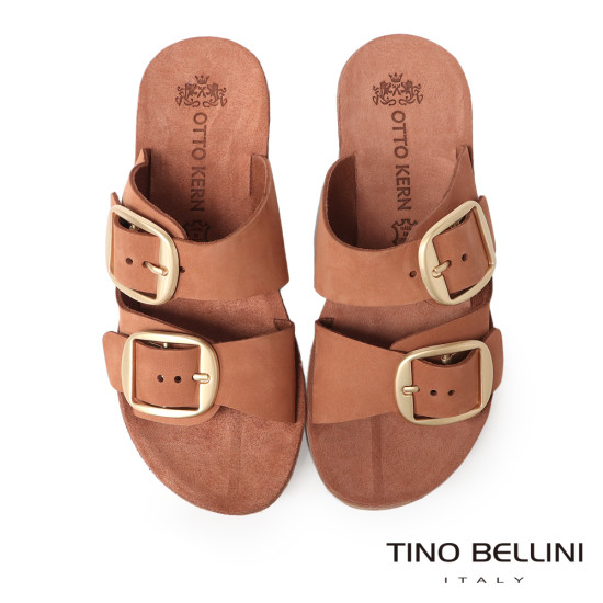 牛皮寬帶楔型厚底涼拖鞋FSVO003-6