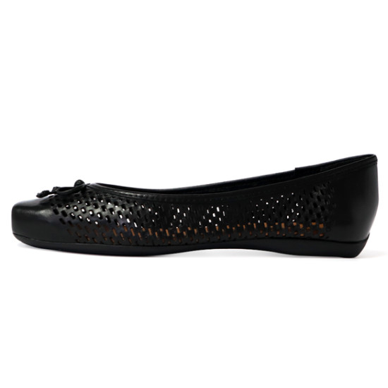 蝴蝶結牛皮簍空方頭芭蕾舞平底鞋FWBT026-1