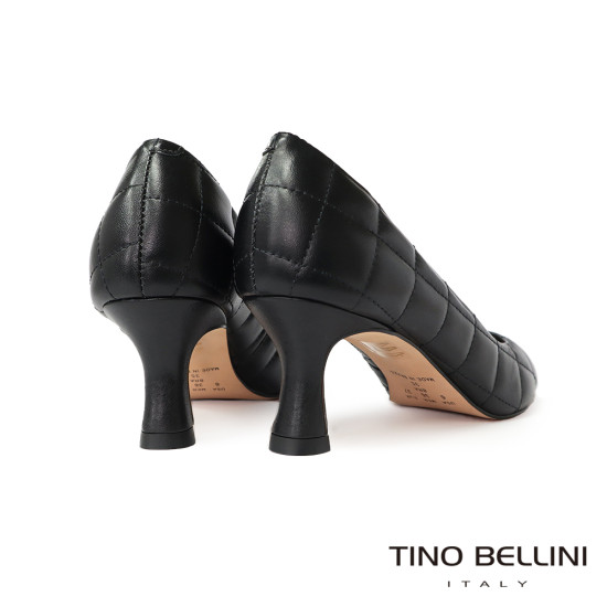 牛皮方格衍縫尖頭跟鞋FWDT015-1