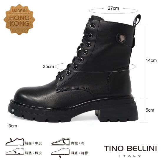 TINO BELLINI 貝里尼 經典 馬汀靴造型 8孔 短靴 FWMT002E-1(黑色)