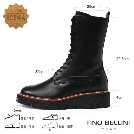 TINO BELLINI 貝里尼 歐洲進口 綁帶中筒軍靴FWMT005-1