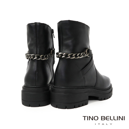 【TINO BELLINI 貝里尼】義大利進口 交叉鍊飾側拉鍊短筒軍靴 FWNV022-1