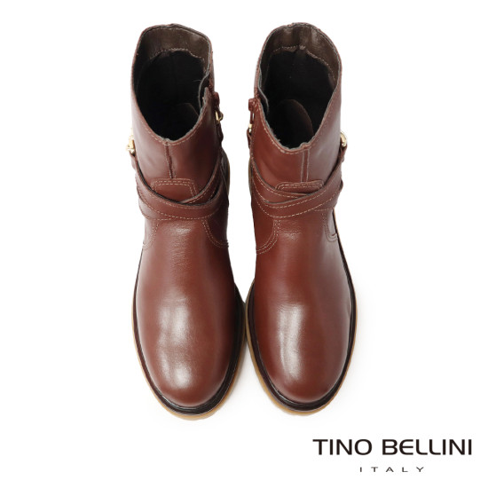 【TINO BELLINI 貝里尼】義大利進口 交叉鍊飾側拉鍊短筒軍靴 FWNV022-6