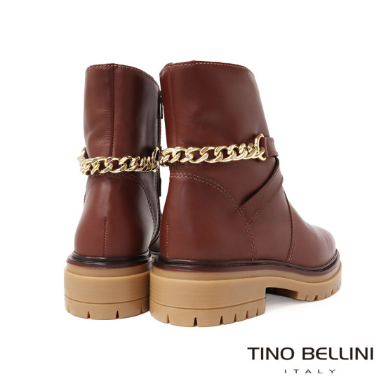【TINO BELLINI 貝里尼】義大利進口 交叉鍊飾側拉鍊短筒軍靴 FWNV022-6