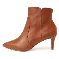 尖頭側拉鍊牛皮細跟短靴FWOV017-6