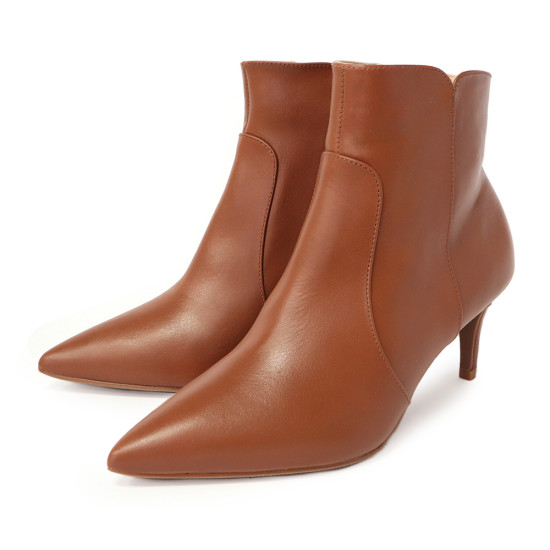 尖頭側拉鍊牛皮細跟短靴FWOV017-6