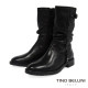 TINO BELLINI 貝里尼 歐洲進口 簡約時尚真皮抓皺中筒靴FWTO002D-B1