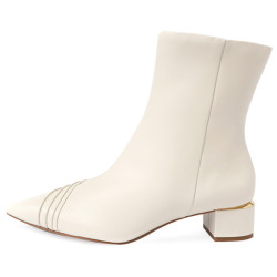 線條尖頭拉鍊低跟短靴FWTV005-0