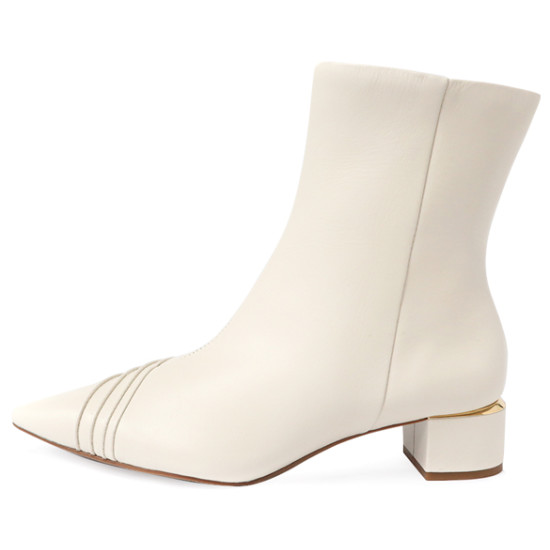 線條尖頭拉鍊低跟短靴FWTV005-0