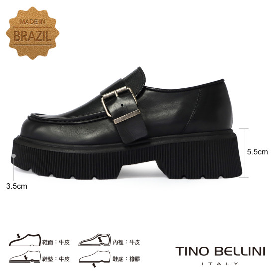 牛皮飾釦厚底鞋FYLV025-1